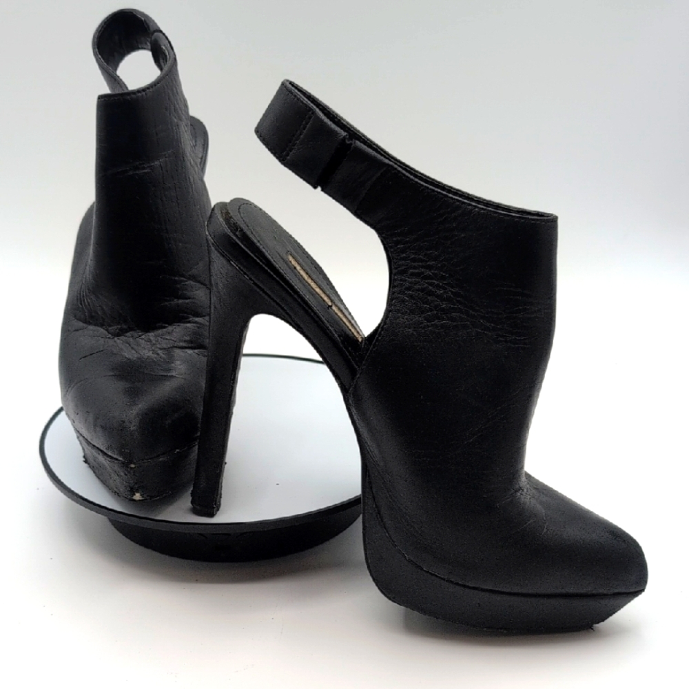 BCBGENERATION| Black Leather High Heel Ankle Boots - Picture 3 of 16